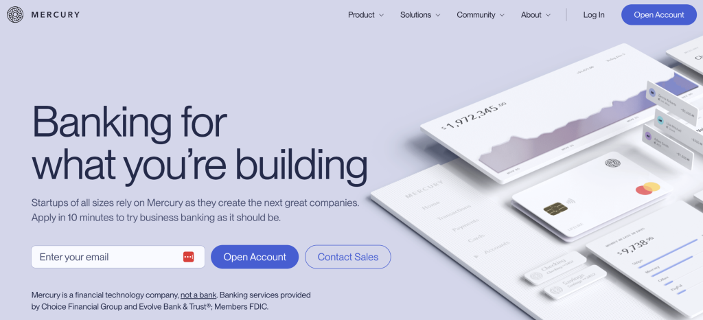 Mercury Bank homepage